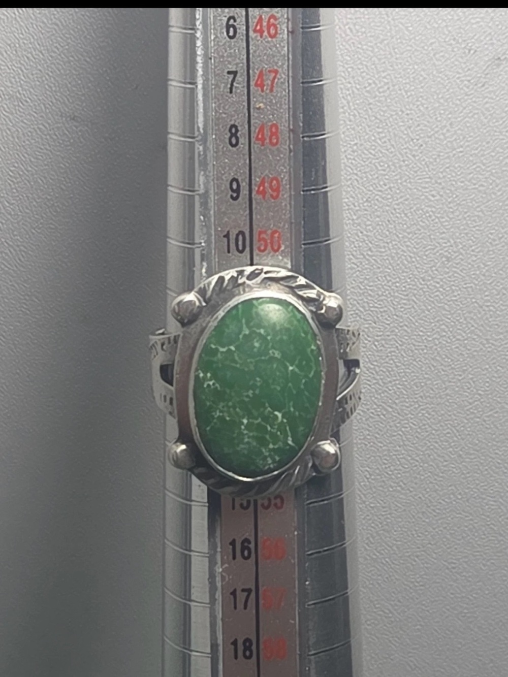 Sterling Silver Green Stone Oval Statement Ring